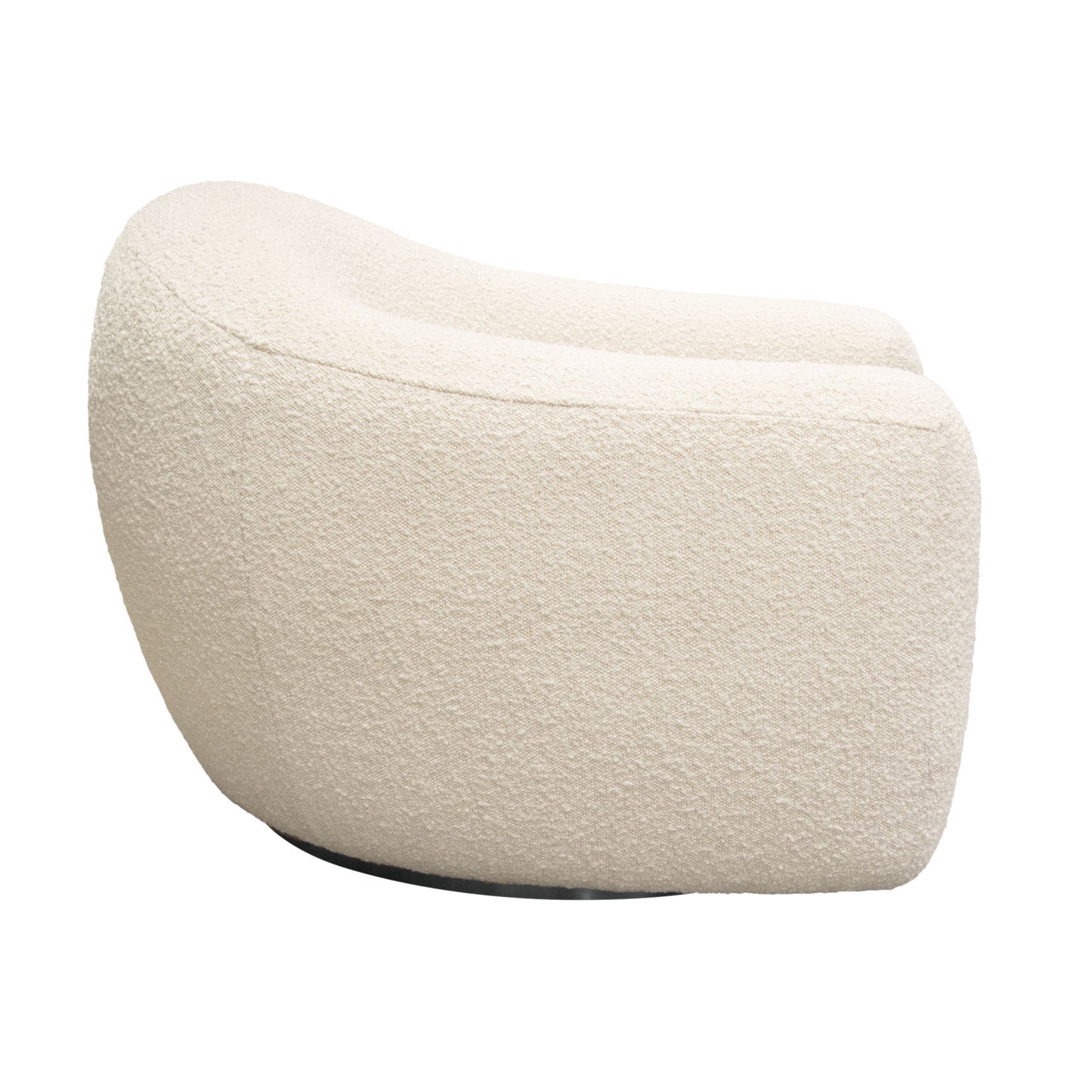 Pascal Swivel Chair in Bone Boucle Textured Fabric w/ Contoured Arms & Back