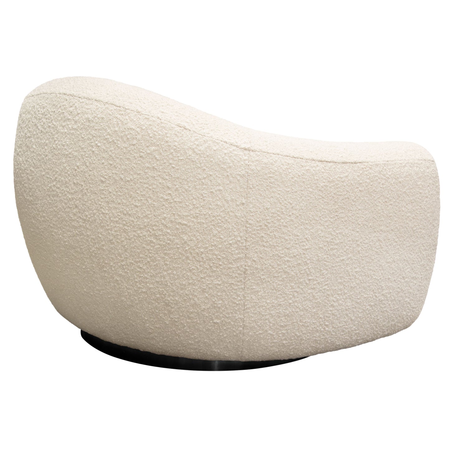 Pascal Swivel Chair in Bone Boucle Textured Fabric w/ Contoured Arms & Back