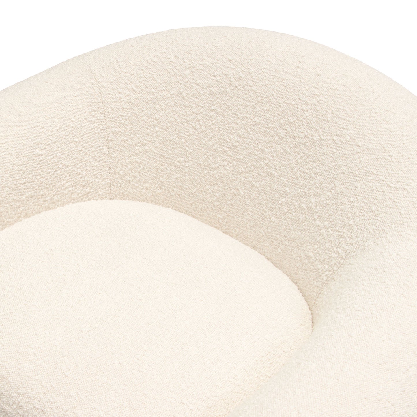 Pascal Swivel Chair in Bone Boucle Textured Fabric w/ Contoured Arms & Back