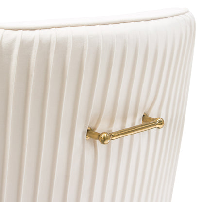 Quinn Set of Two Dining Chairs in Cream Velvet w/ Brushed Gold Metal Leg
