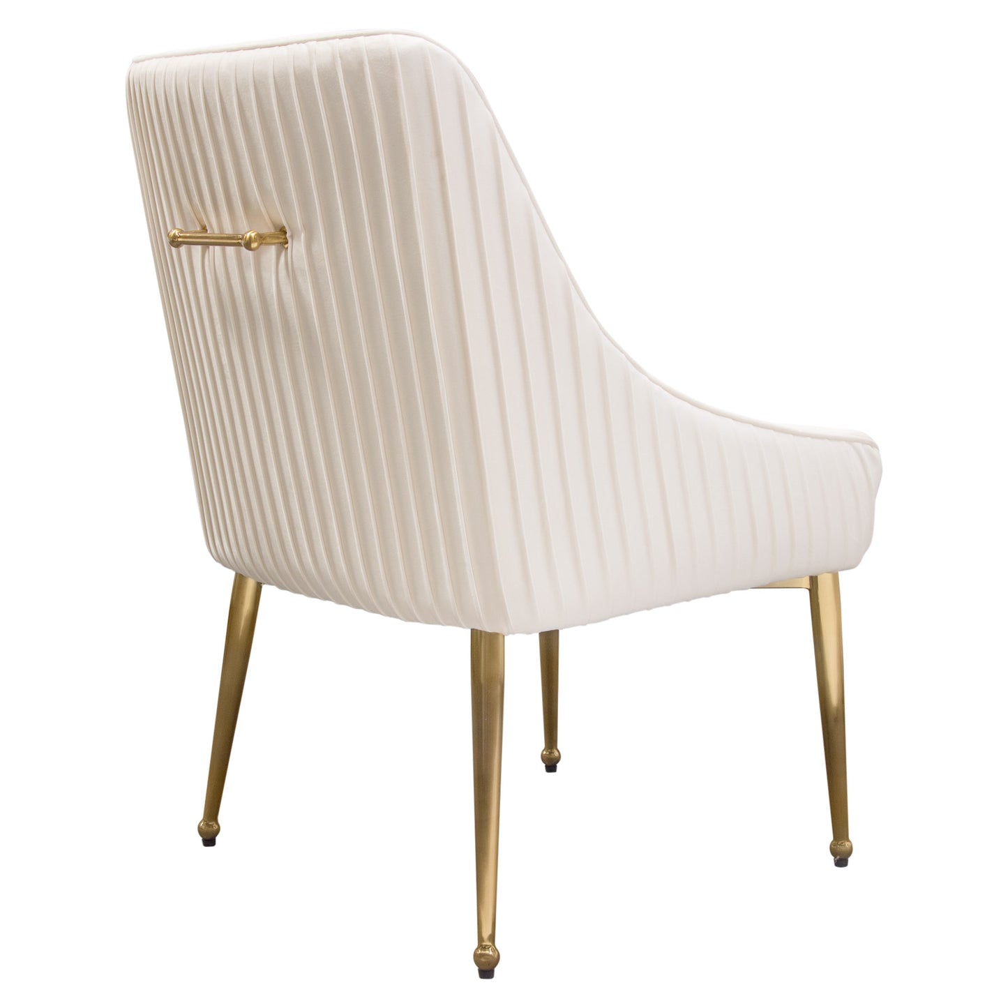 Quinn Set of Two Dining Chairs in Cream Velvet w/ Brushed Gold Metal Leg