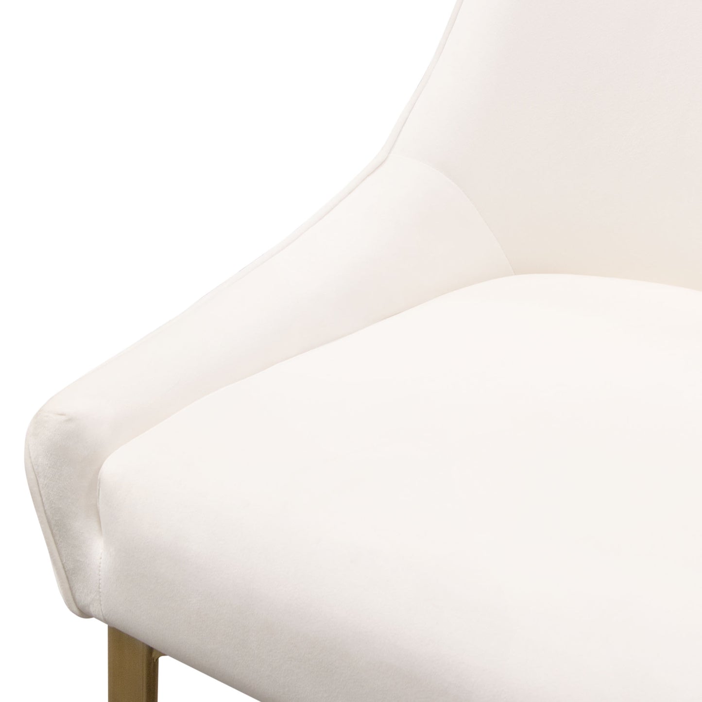 Quinn Set of Two Dining Chairs in Cream Velvet w/ Brushed Gold Metal Leg