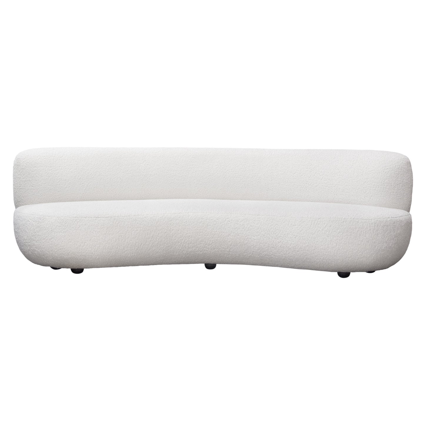 Simone Curved Sofa in White Faux Sheepskin Fabric