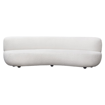 Simone Curved Sofa in White Faux Sheepskin Fabric