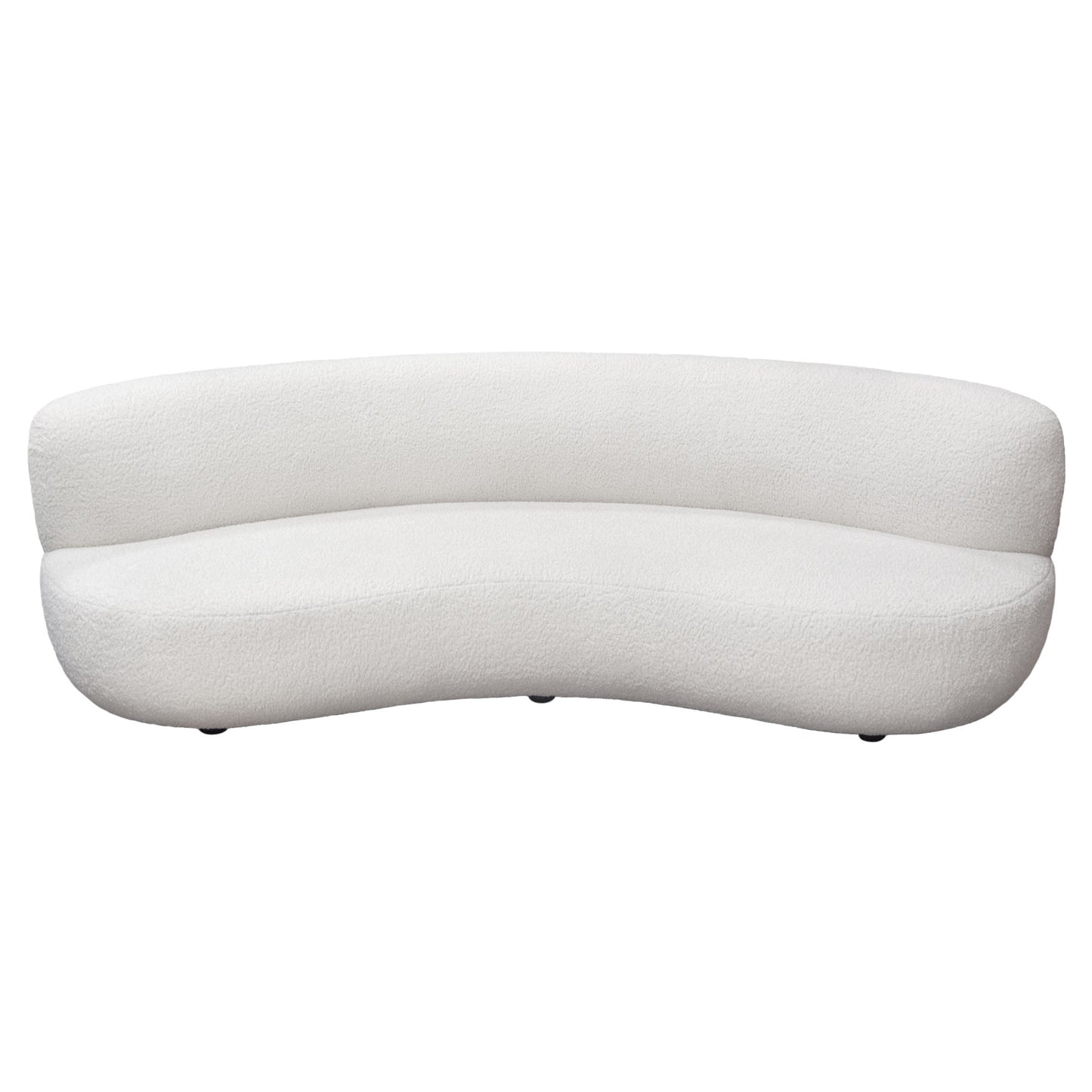 Simone Curved Sofa in White Faux Sheepskin Fabric