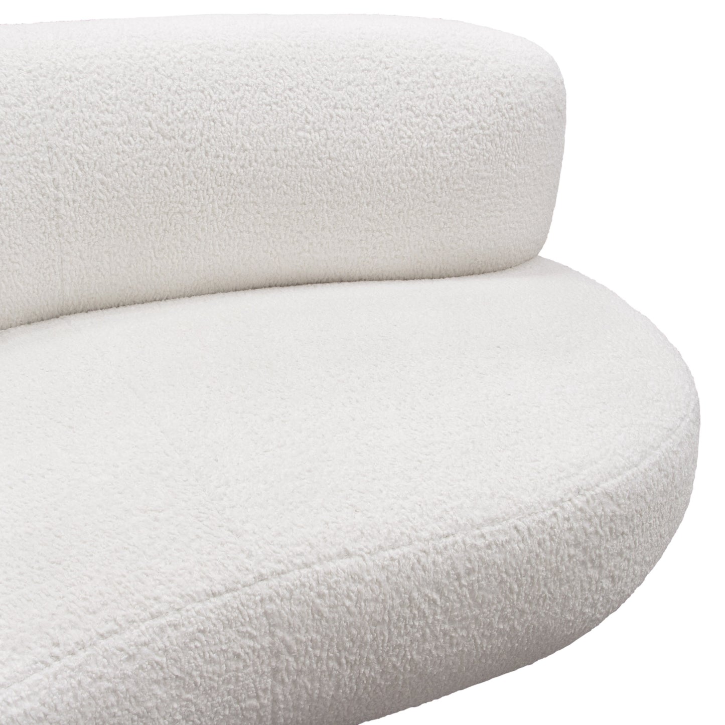 Simone Curved Sofa in White Faux Sheepskin Fabric