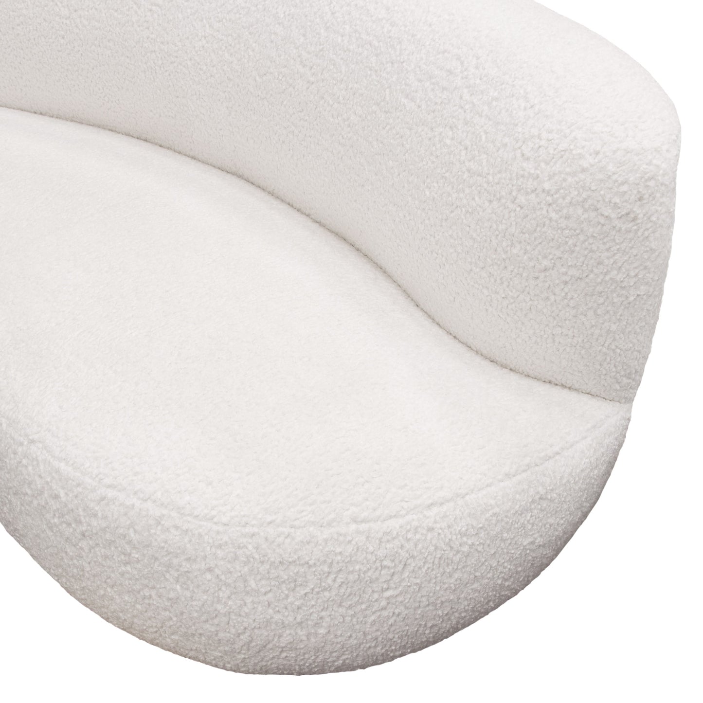 Simone Curved Sofa in White Faux Sheepskin Fabric