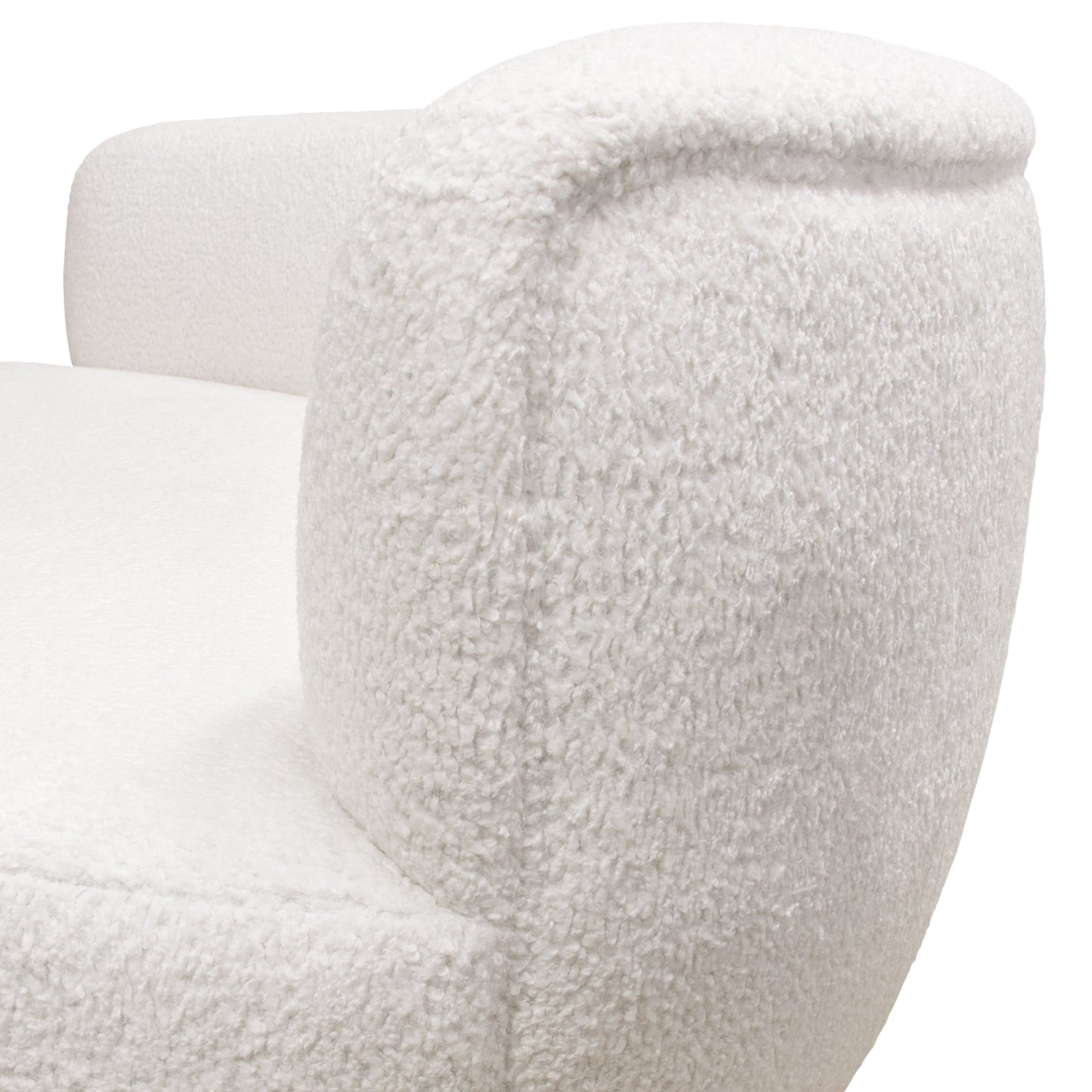 Simone Curved Sofa in White Faux Sheepskin Fabric