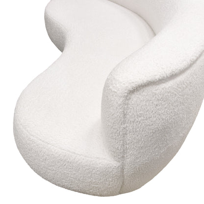 Simone Curved Sofa in White Faux Sheepskin Fabric