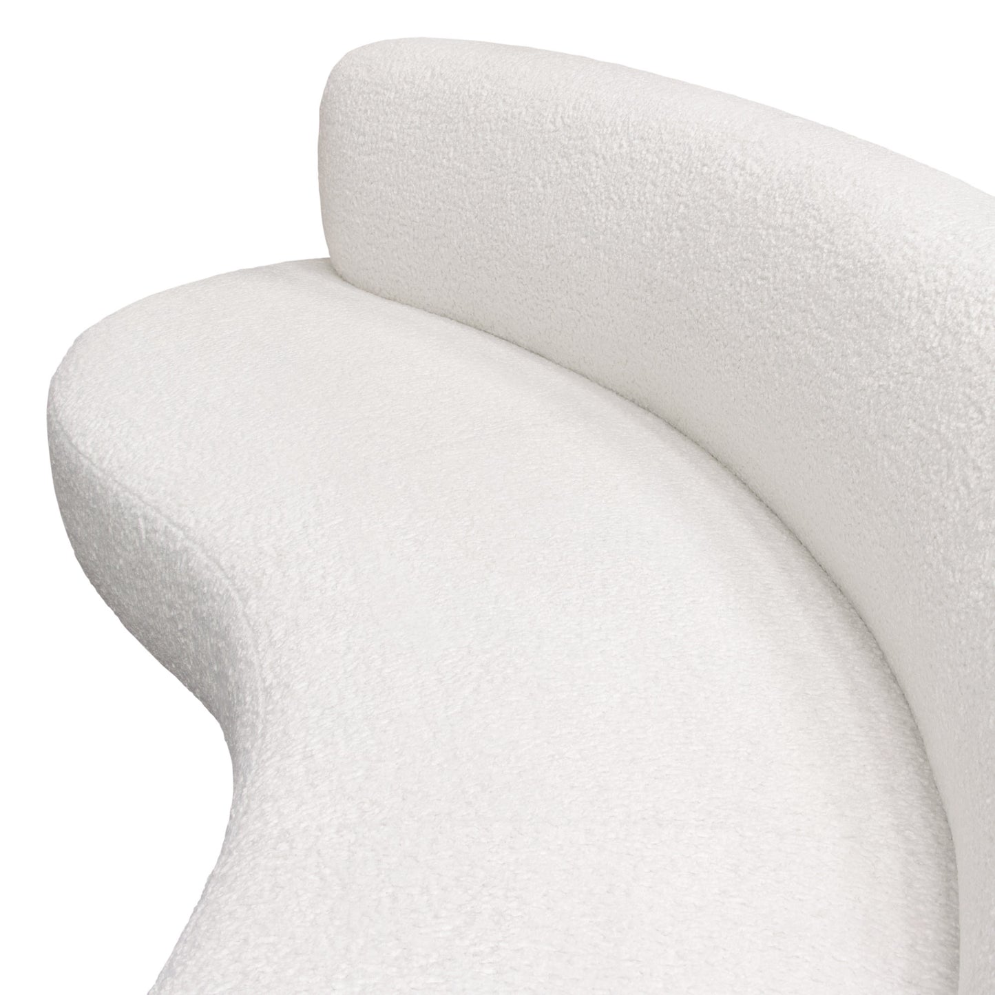 Simone Curved Sofa in White Faux Sheepskin Fabric