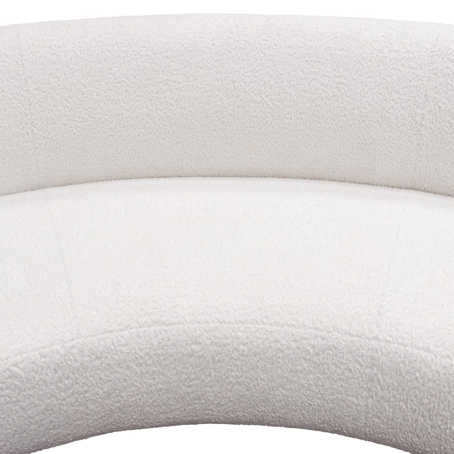 Simone Curved Sofa in White Faux Sheepskin Fabric