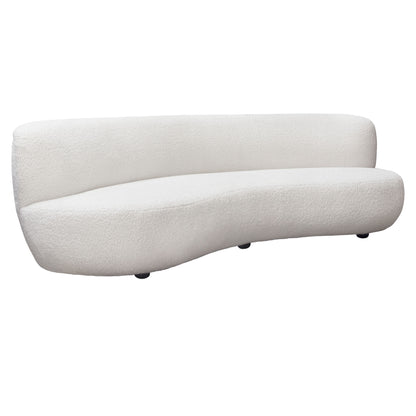 Simone Curved Sofa in White Faux Sheepskin Fabric