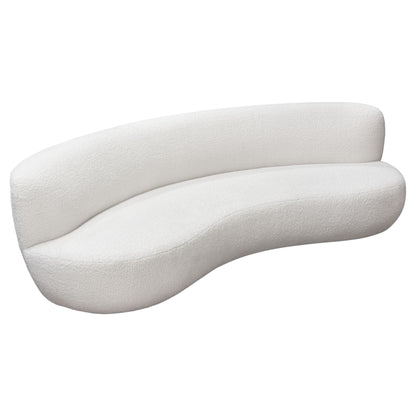 Simone Curved Sofa in White Faux Sheepskin Fabric