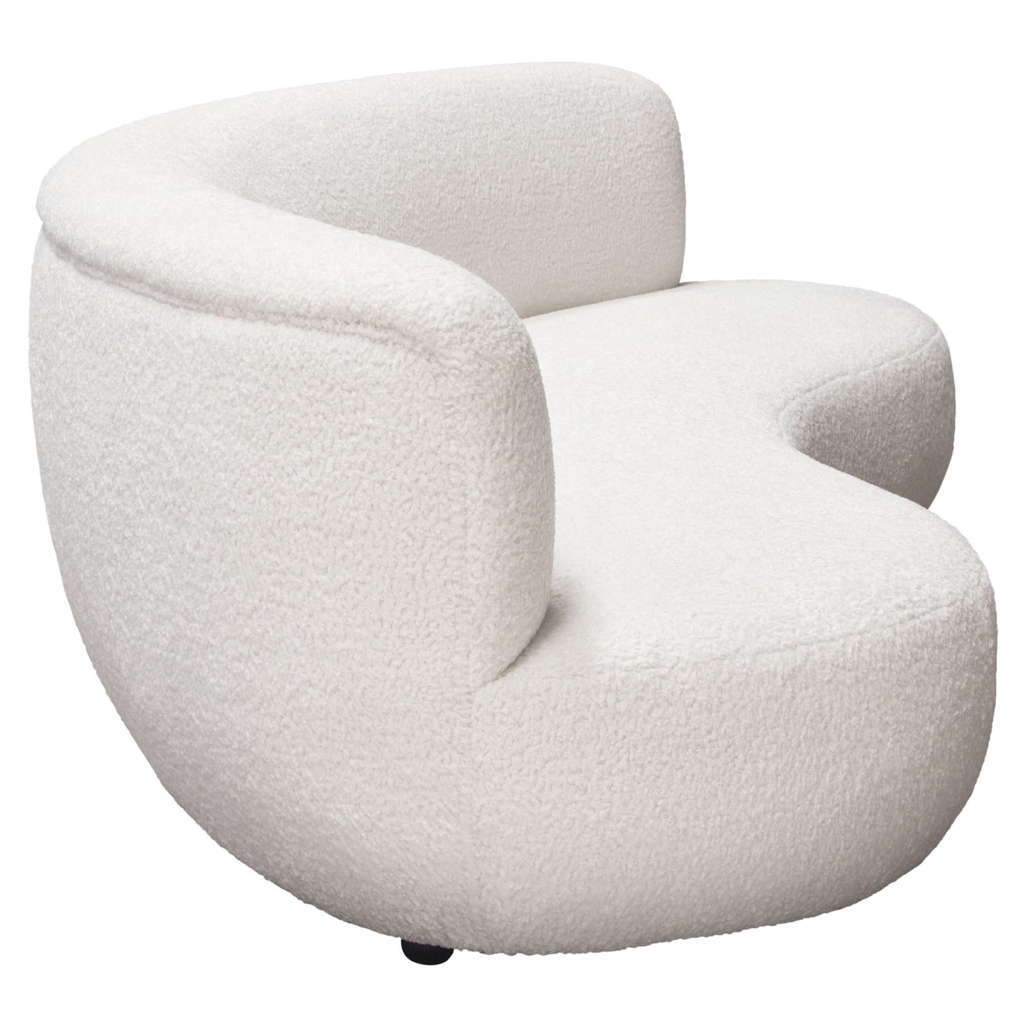 Simone Curved Sofa in White Faux Sheepskin Fabric