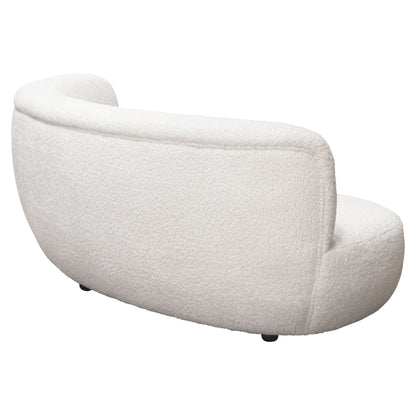 Simone Curved Sofa in White Faux Sheepskin Fabric