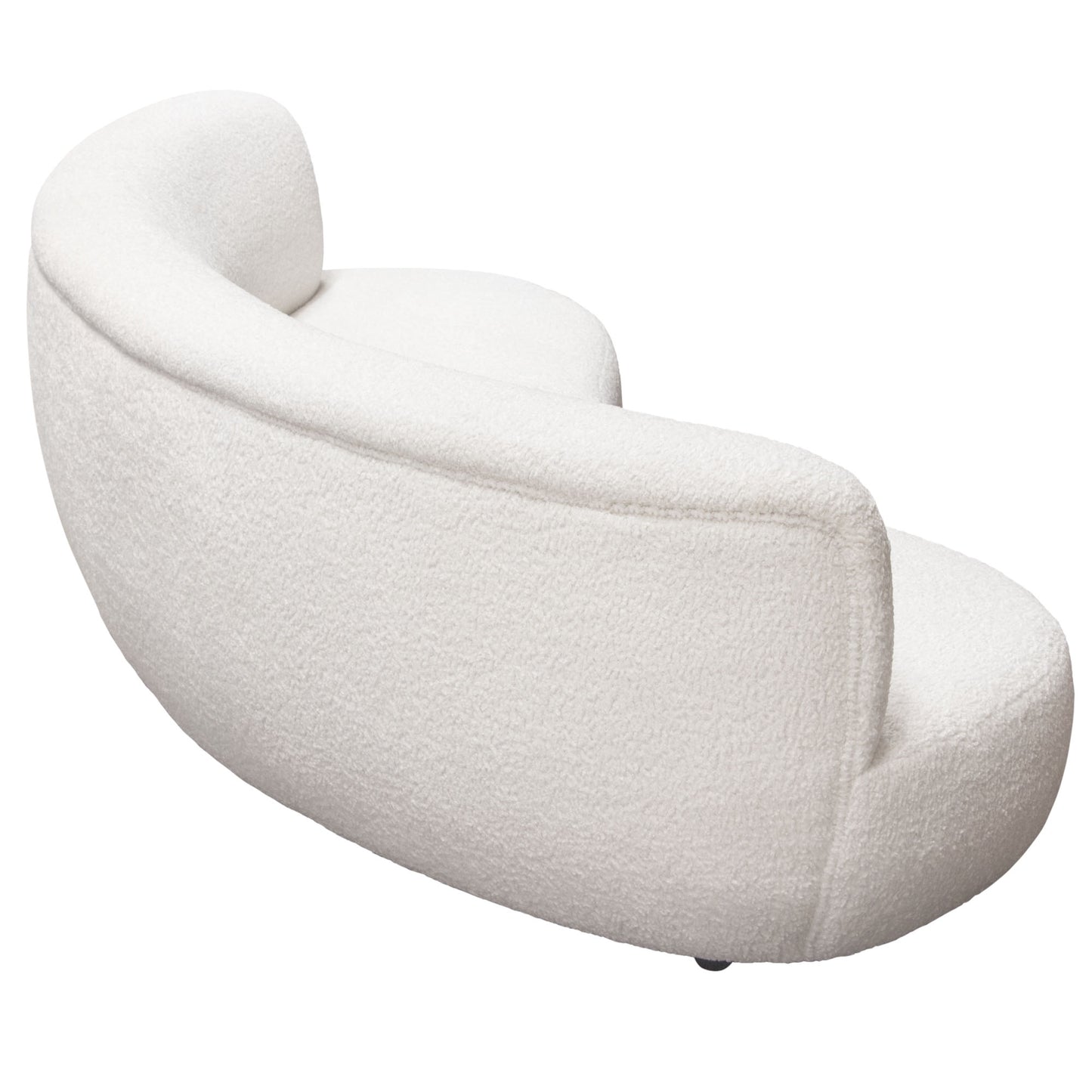 Simone Curved Sofa in White Faux Sheepskin Fabric