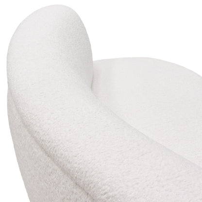 Simone Curved Sofa in White Faux Sheepskin Fabric