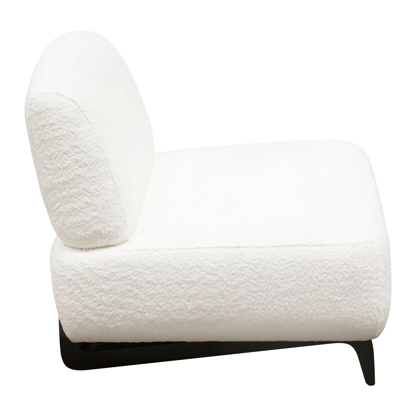 Vesper Armless Chair in Faux White Shearling w/ Black Wood Leg Base