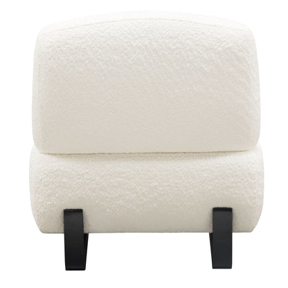 Vesper Armless Chair in Faux White Shearling w/ Black Wood Leg Base