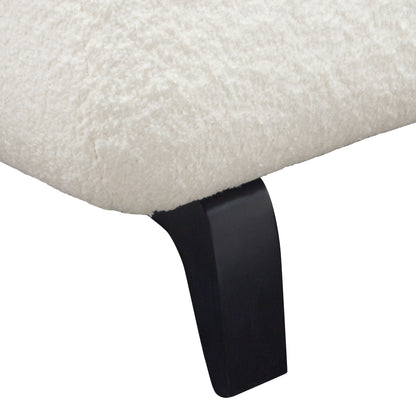 Vesper Armless Chair in Faux White Shearling w/ Black Wood Leg Base