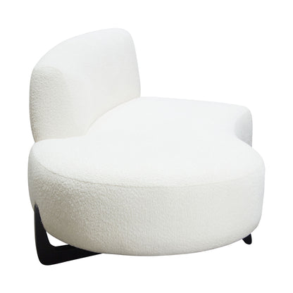 Vesper Curved Armless Left Chaise in Faux White Shearling w/ Black Wood Leg Base