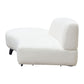 Vesper Curved Armless Left Chaise in Faux White Shearling w/ Black Wood Leg Base