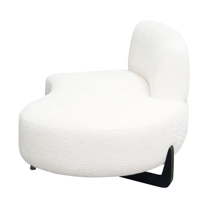 Vesper Curved Armless Right Chaise in Faux White Shearling w/ Black Wood Leg Base