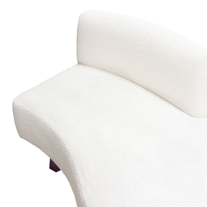 Vesper Curved Armless Right Chaise in Faux White Shearling w/ Black Wood Leg Base