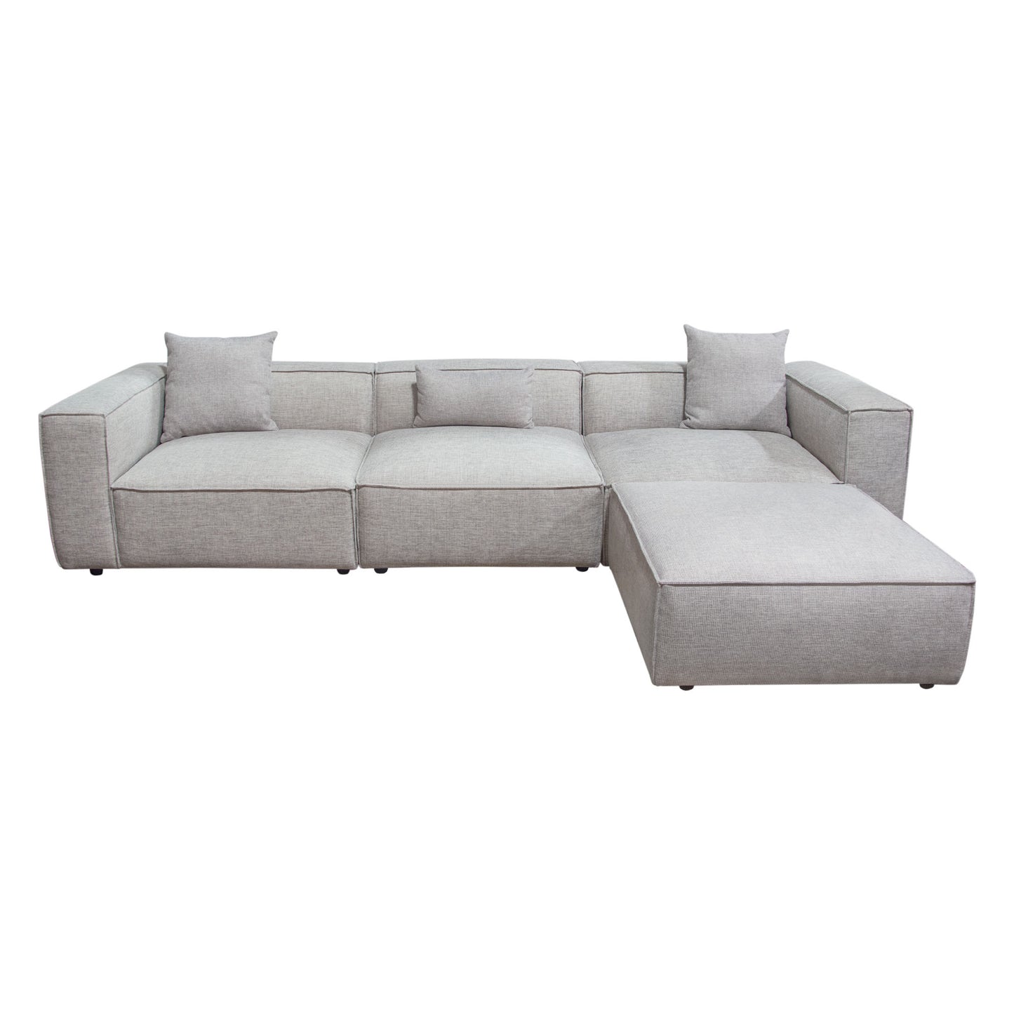 Vice 4PC Modular Sectional in Barley Fabric with Ottoman