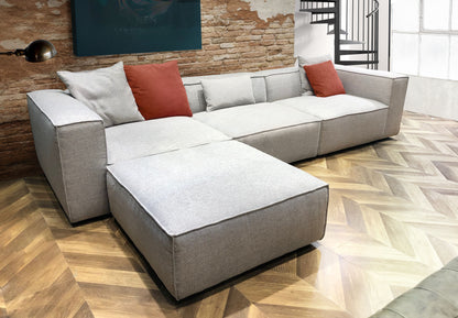 Vice 4PC Modular Sectional in Barley Fabric with Ottoman