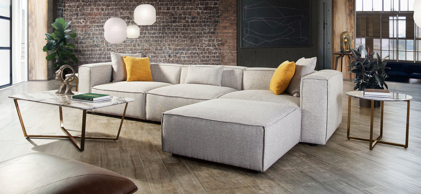 Vice 4PC Modular Sectional in Barley Fabric with Ottoman