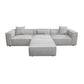 Vice 4PC Modular Sectional in Barley Fabric with Ottoman