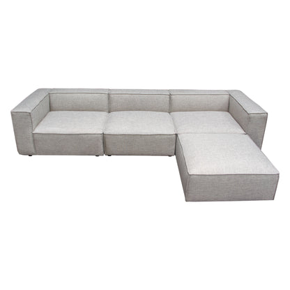 Vice 4PC Modular Sectional in Barley Fabric with Ottoman