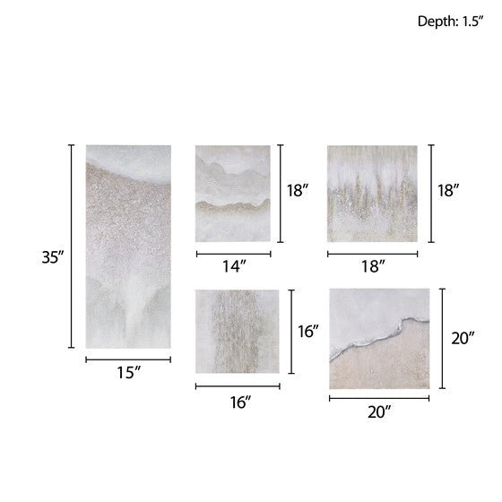 Natural Essence Abstract Hand Embellished 5 Piece Gallery Wall Set