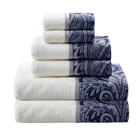 Aubrey 100% Cotton 6 Piece Jacquard Towel Set