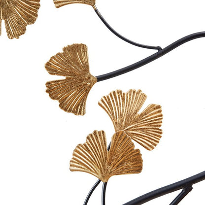 Golden Gingko Leaves Metal Wall Decor