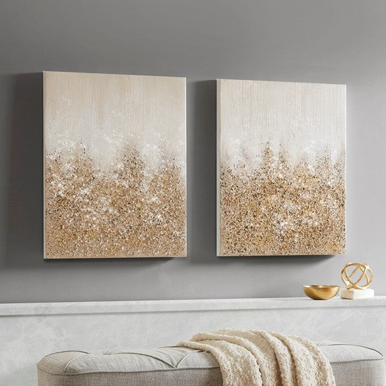 Glimmer 100% Hand Brushed Heavy Textured Wall Art 2 Piece Set