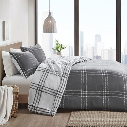 Pike 3 Piece Plaid Reversible Duvet Cover Set