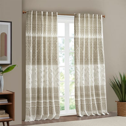 Mila Cotton Printed Window Panel with Chenille Detail and Lining