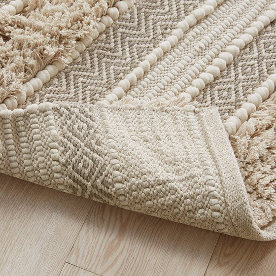 Asher Woven Texture Stripe Bath Rug