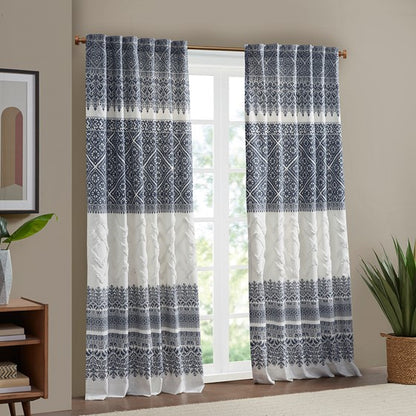 Mila Cotton Printed Window Panel with Chenille Detail and Lining