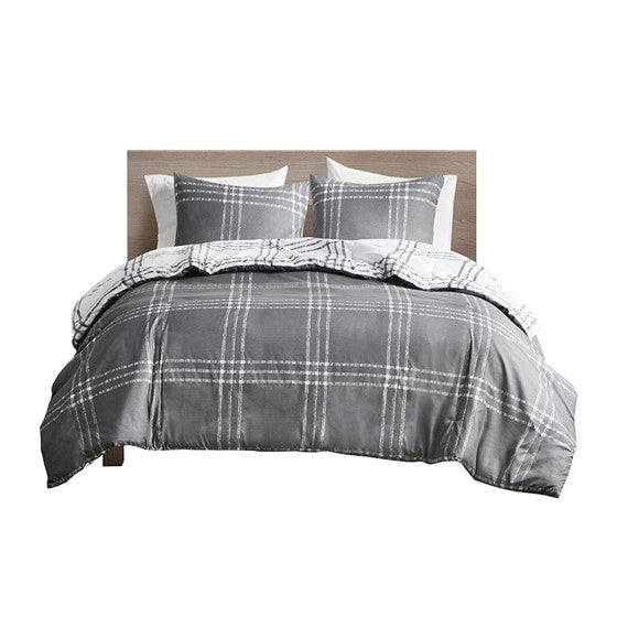 Pike 3 Piece Plaid Reversible Duvet Cover Set