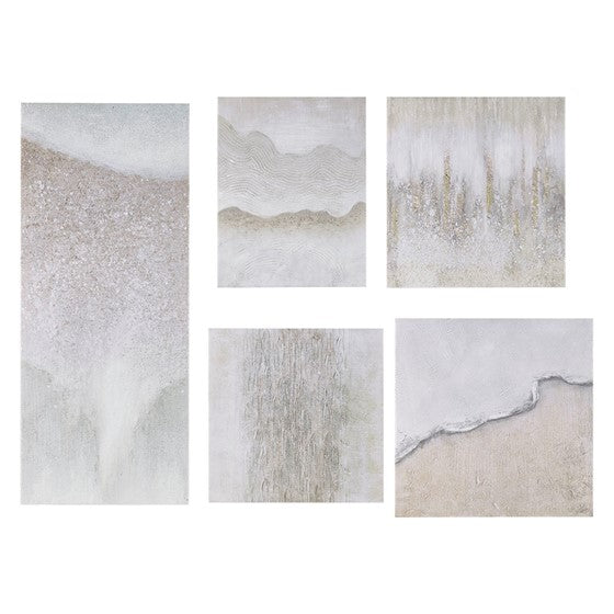 Natural Essence Abstract Hand Embellished 5 Piece Gallery Wall Set