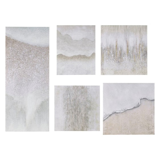 Natural Essence Abstract Hand Embellished 5 Piece Gallery Wall Set