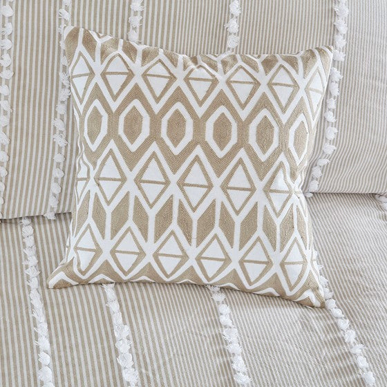 Anslee Embroidered Cotton Square Pillow