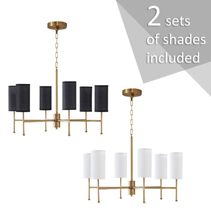 Maria 6 Light Chandelier with 2 Sets of Shade (Black + White)