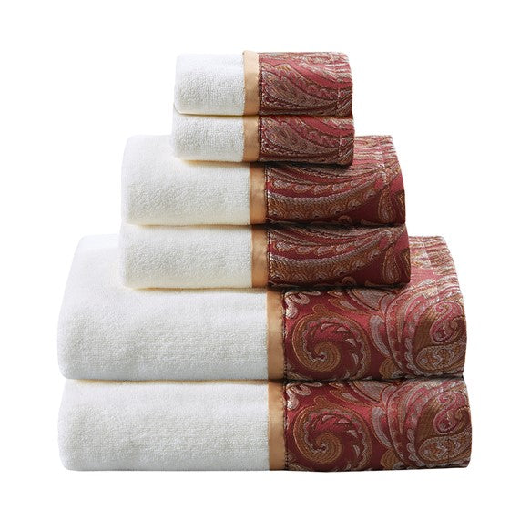 Aubrey 100% Cotton 6 Piece Jacquard Towel Set