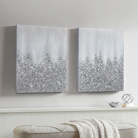 Glimmer 100% Hand Brushed Heavy Textured Wall Art 2 Piece Set