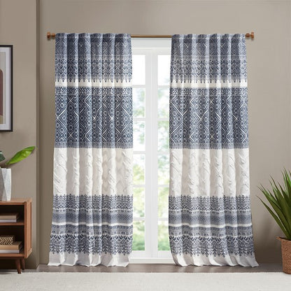 Mila Cotton Printed Window Panel with Chenille Detail and Lining