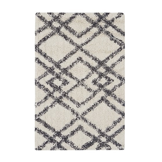 Buy Arbor Stripe Tassel Cotton Tufted Rug Grey & Ivory